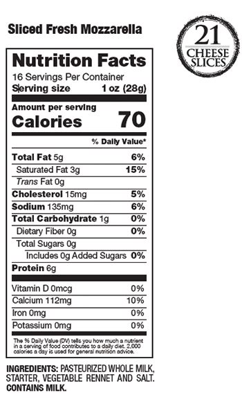 1/2 Tomato & Mozzarella - calories, carbs, nutrition