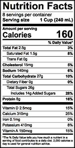 1% Strawberry Milk - calories, carbs, nutrition