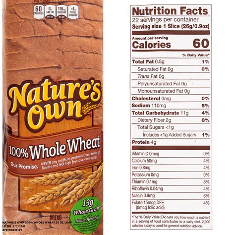 100% Whole Wheat Bread - calories, carbs, nutrition