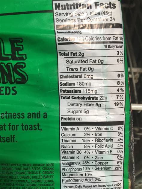 21 Grain Bread - calories, carbs, nutrition