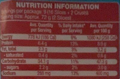 50/50 Thick Sliced Bread - calories, carbs, nutrition