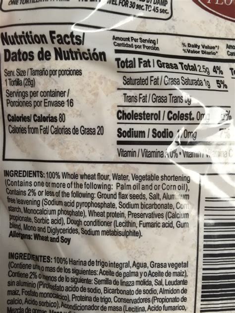 55% Whole Grain Flour Tortilla (70256.0) - calories, carbs, nutrition