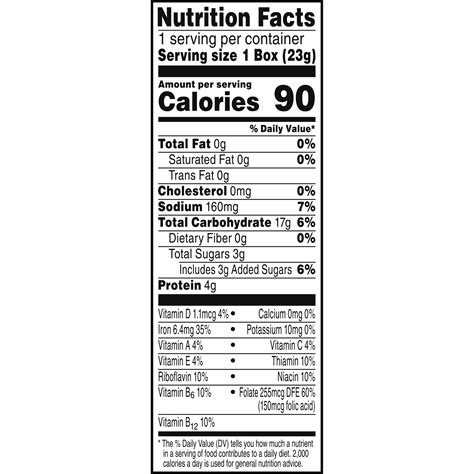 90 Calorie Cereal Bar - calories, carbs, nutrition