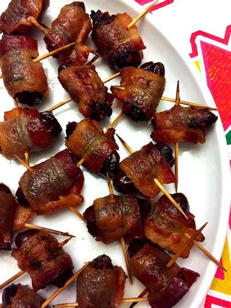 Can you provide me with a recipe for bacon-wrapped dates?