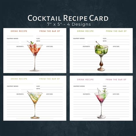 Delicious Drink Recipe Cards: Easy and Fun Cocktail Ideas