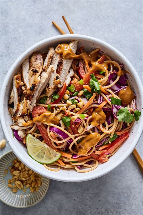 How does Asian Peanut Noodles with Grilled Chicken fit into your Daily Goals - calories, carbs, nutrition