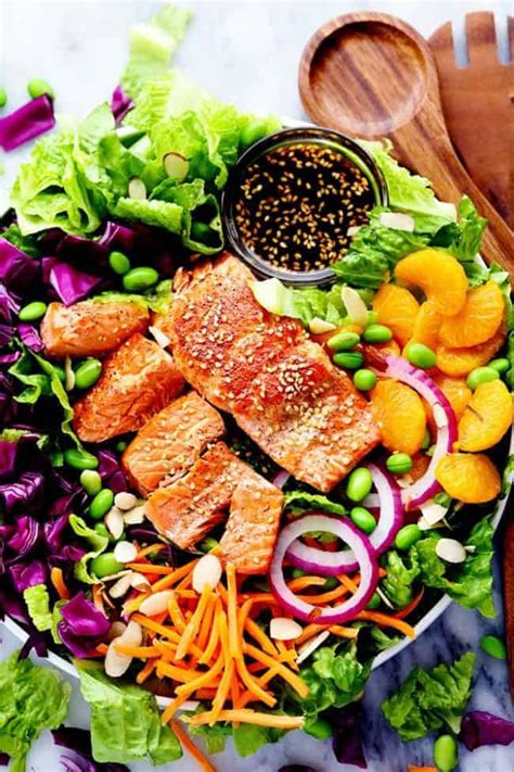 How does Asian Salmon Salad fit into your Daily Goals - calories, carbs, nutrition