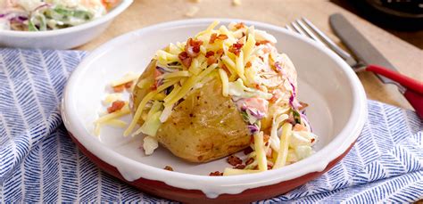 How does Baked Potato with Coleslaw and Cheddar Cheese fit into your Daily Goals - calories, carbs, nutrition