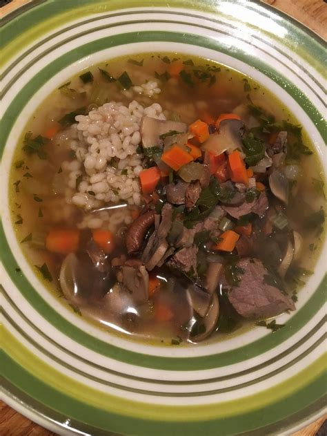 How does Beef Mushroom Barley Soup fit into your Daily Goals - calories, carbs, nutrition