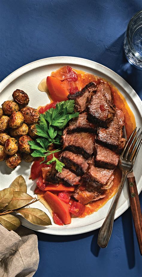 How does Burgundy Braised Brisket Stuffed New Potatoes fit into your Daily Goals - calories, carbs, nutrition