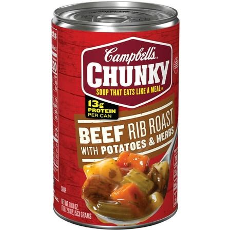 How does CAMPBELL'S CHUNKY Soups, Beef Rib Roast with Potatoes & Herbs Soup fit into your Daily Goals - calories, carbs, nutrition