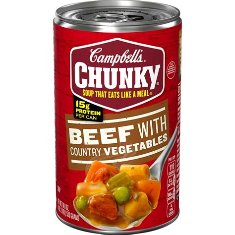 How does CAMPBELL'S CHUNKY Soups, Beef with Country Vegetables Soup fit into your Daily Goals - calories, carbs, nutrition