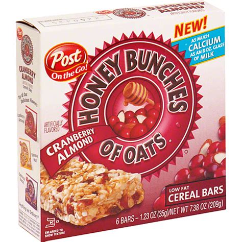 How does Cereal Bars - Honey Bunches Of Oats Cranberry Almond fit into your Daily Goals - calories, carbs, nutrition