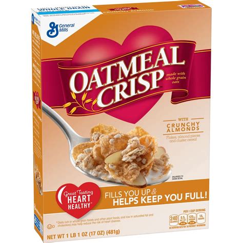 How does Cereals ready-to-eat, GENERAL MILLS, OATMEAL CRISP, Crunchy Almond fit into your Daily Goals - calories, carbs, nutrition