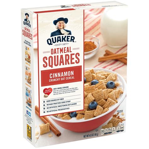 How does Cereals ready-to-eat, QUAKER, Oatmeal Squares, cinnamon fit into your Daily Goals - calories, carbs, nutrition