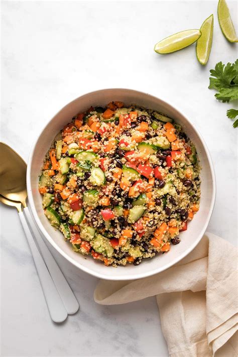 How does Cerner Quinoa with Black Beans and Seared Red Peppers with Asparagus and Cucumber Salad fit into your Daily Goals - calories, carbs, nutrition