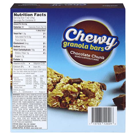 How does Chewy Granola Bar-Chocolate Chunk fit into your Daily Goals - calories, carbs, nutrition