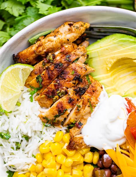 How does Chicken Burrito Bowl with Cilantro Lime Rice fit into your Daily Goals - calories, carbs, nutrition