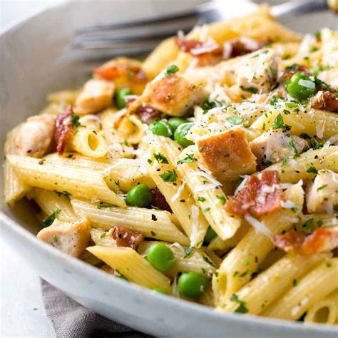 How does Chicken Carbonara over penne pasta fit into your Daily Goals - calories, carbs, nutrition