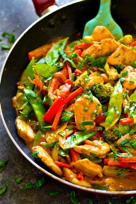 How does Chicken Stir Fry Peanut Sauce fit into your Daily Goals - calories, carbs, nutrition