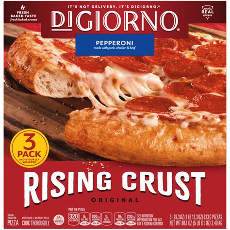 How does DIGIORNO Pizza, pepperoni topping, rising crust, frozen, baked fit into your Daily Goals - calories, carbs, nutrition