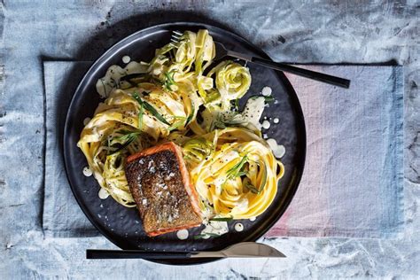 How does Fettuccini with Salmon and Leeks (51873.3) fit into your Daily Goals - calories, carbs, nutrition