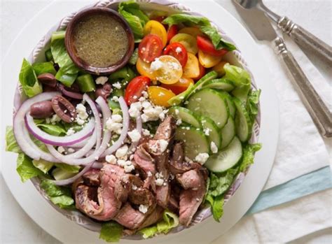 How does Flank Steak Salad with Cucumber Dressing fit into your Daily Goals - calories, carbs, nutrition