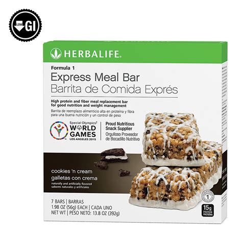 How does Formula 1 Express Meal Bar Cookies N' Cream fit into your Daily Goals - calories, carbs, nutrition