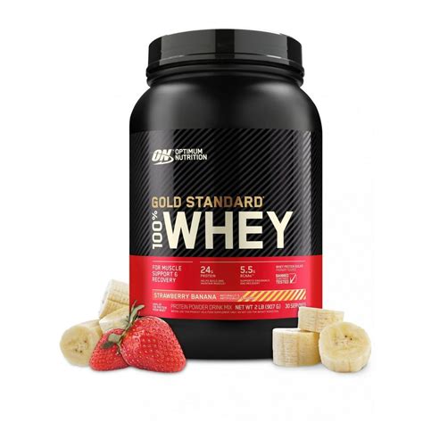 How does Gold Standard 100% Whey - Strawberry Banana fit into your Daily Goals - calories, carbs, nutrition