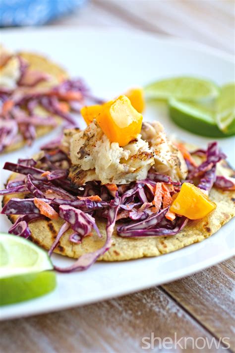 How does Grilled Fish Tacos with Mango Slaw fit into your Daily Goals - calories, carbs, nutrition