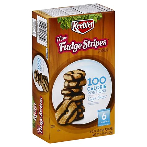 How does KEEBLER, 100 Calorie RIGHT BITES, FUDGE SHOPPE, Dark Chocolate Fudge Stripes Cookies fit into your Daily Goals - calories, carbs, nutrition