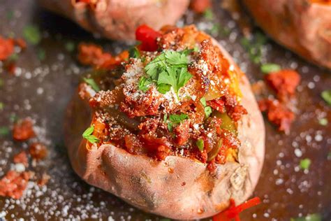 How does Kale and Chorizo Stuffed Baked Sweet Potato fit into your Daily Goals - calories, carbs, nutrition