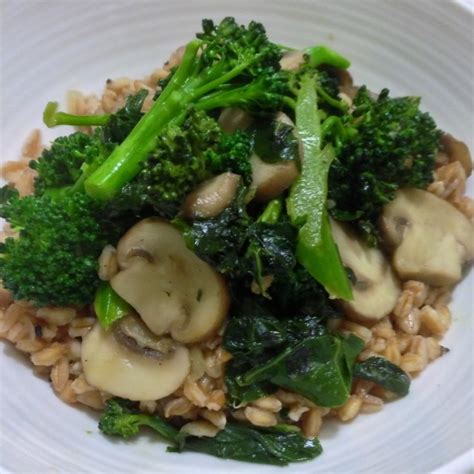 How does Korean BBQ Broccolini over Farro Pilaf fit into your Daily Goals - calories, carbs, nutrition