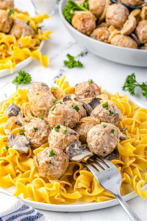 How does Meatball Stroganoff over Egg Noodles fit into your Daily Goals - calories, carbs, nutrition