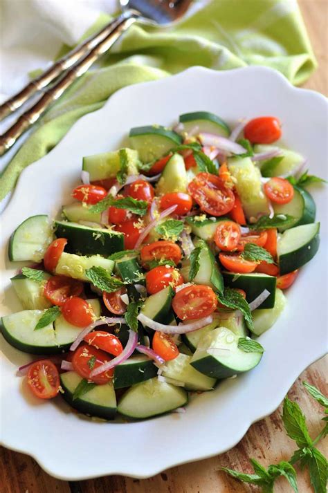 How does Minted Cucumber and Tomato Salad fit into your Daily Goals - calories, carbs, nutrition