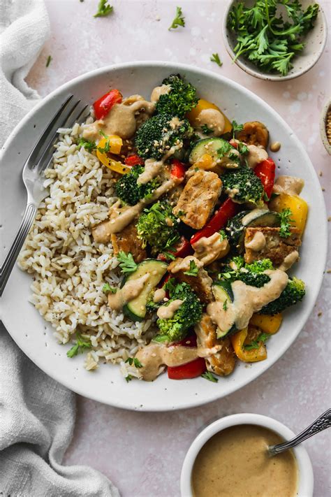 How does Mongolian Tempeh Stir-Fry with Rice fit into your Daily Goals - calories, carbs, nutrition