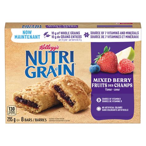 How does Nutrigrain Cereal Bar - Mixed Berry fit into your Daily Goals - calories, carbs, nutrition