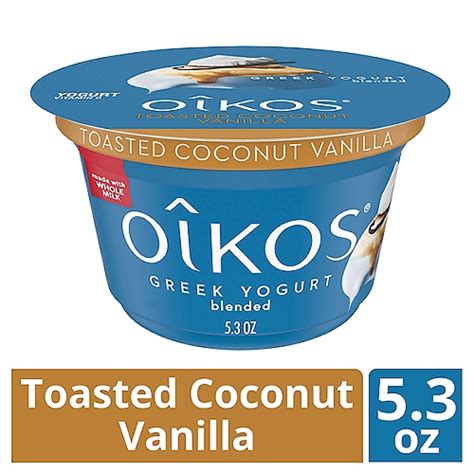 How does Oikos Toasted Coconut Vanilla Yogurt fit into your Daily Goals - calories, carbs, nutrition