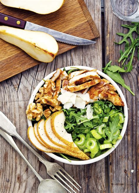 How does Pear and Walnut Salad with Grilled Chicken (34471.6) fit into your Daily Goals - calories, carbs, nutrition