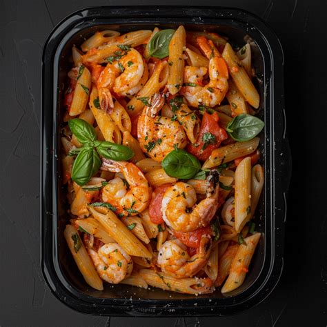 How does Penne with, Tomato, Basil and Shrimp fit into your Daily Goals - calories, carbs, nutrition