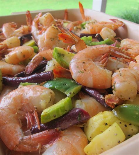 How does Pepper Herb Shrimp - Garlic Mustard Pesto - Red Quinoa Fruit Salad - Artichokes Beets fit into your Daily Goals - calories, carbs, nutrition