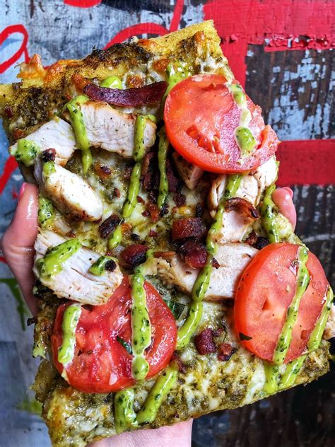 How does Pesto Chicken Roman Style Pizza fit into your Daily Goals - calories, carbs, nutrition