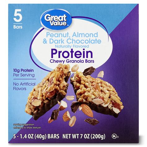How does Protein Chewy Bars- Peanut, Almond and Dark Chocolate fit into your Daily Goals - calories, carbs, nutrition