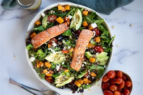 How does Salmon Bake with Arugula Salad and Roasted Sweet Potatoes fit into your Daily Goals - calories, carbs, nutrition