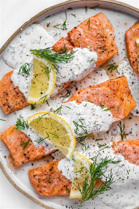 How does Salmon with Lemon Dill Sauce fit into your Daily Goals - calories, carbs, nutrition