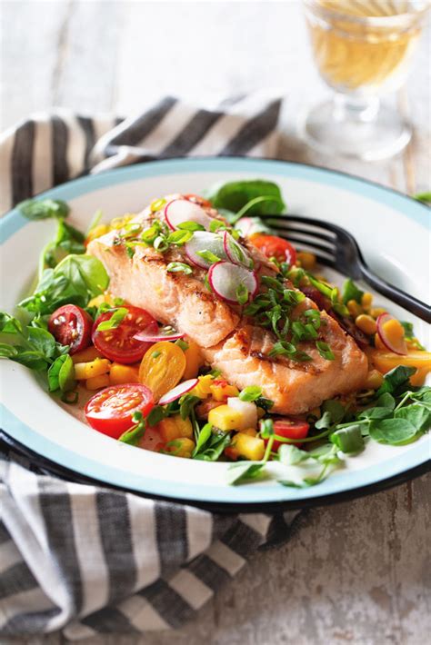 How does Salmon with Mango & Papaya Salsa fit into your Daily Goals - calories, carbs, nutrition