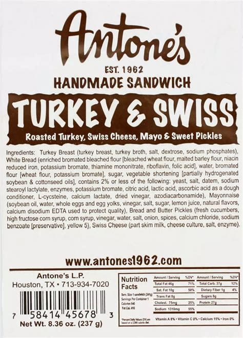 How does San Antone Turkey Sub fit into your Daily Goals - calories, carbs, nutrition