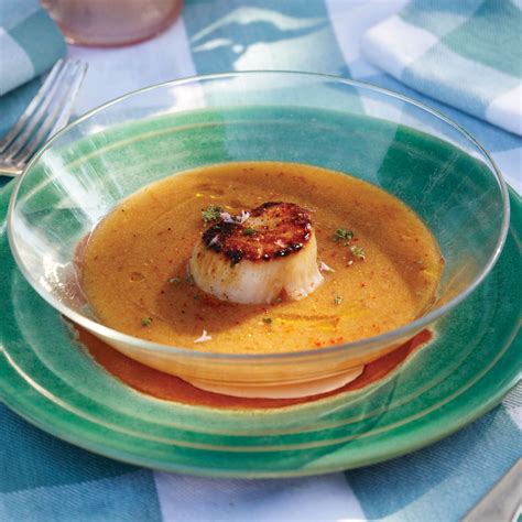 How does Seared Scallops with Stone Fruit Gazpacho - Chopped Spinach Salad with Grilled Peach fit into your Daily Goals - calories, carbs, nutrition