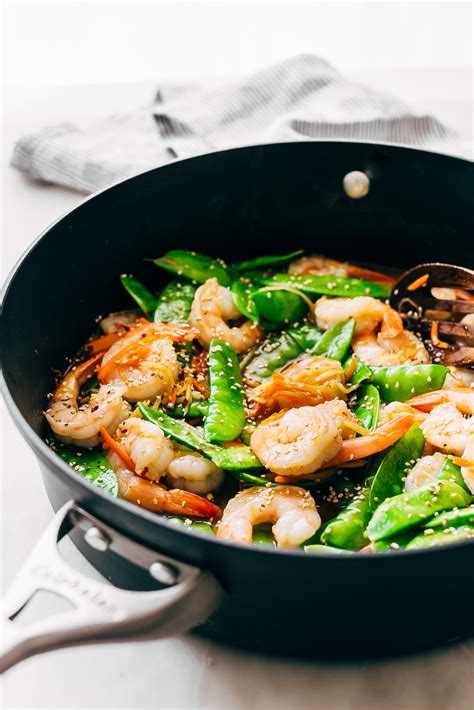 How does Shrimp and Snow Pea Stir-Fry fit into your Daily Goals - calories, carbs, nutrition