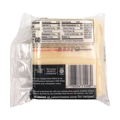 How does Sliced Lite Cheddar fit into your Daily Goals - calories, carbs, nutrition